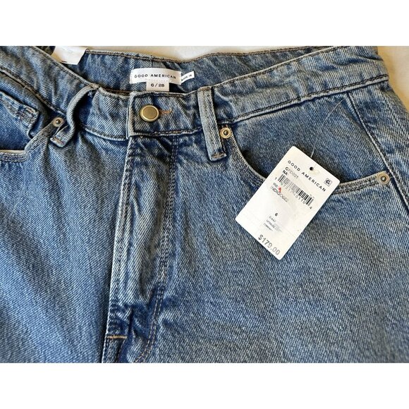 Good American Paneled Wide Leg Jeans in Indigo Palazzo 28x33 NWT - Picture 6 of 9